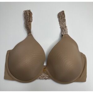 Natori Body Double Lace Trim Full Fit Underwire Bra Womens 32DD Beige